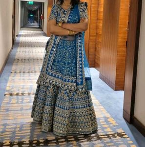 Blue Lehenga Choli with Gold Embroidery