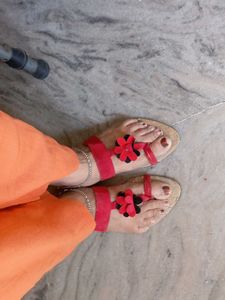 Red Floral Sandals