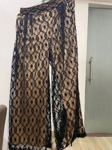 Elegant Black Lace Overlay Pants