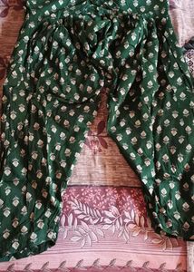 puff sleeves Green Floral Print Kurta