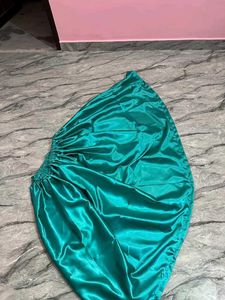 Elegant Teal Satin Kurta Skirt Set