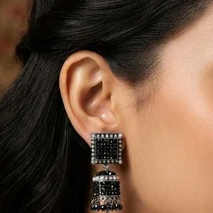 Elegant Black Jhumka Earrings
