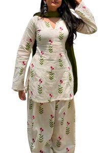 Women's White Floral Kurta Set