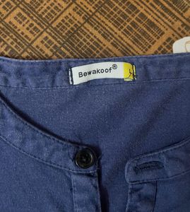 Bewakoof Blue Full Sleeve Henley For Men 👕