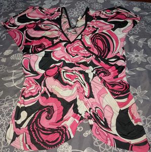 Vibrant Pink Swirl Print Mini Dress