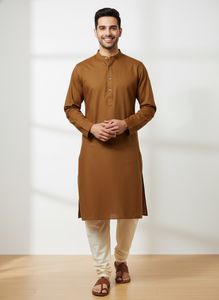 Men's Mustard yellow Cotton Kurta