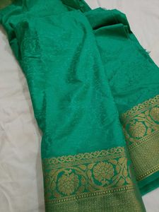 Green Banarasi Saree with free
