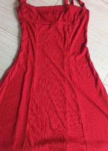 Red Ribbed Mini Dress