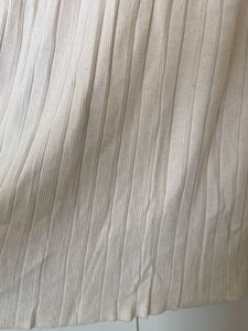 Cream Ribbed Knit Button-Up Midi Dress