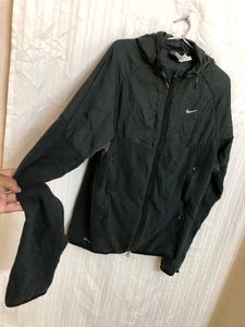 NIKE Dri Fit Full Zip Up Black Hooded Jacket