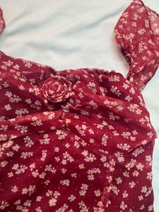 Rusty red Floral Off-Shoulder Maxi Dress
