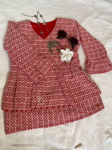 Red Printed Tunic Top
