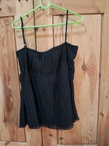 Elegant Black Pleated Cami Top