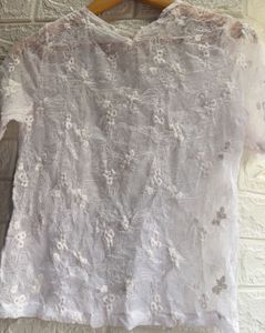 Sheer White Embroidered Top