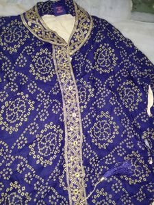 Elegant Blue Kurti with Traditional Motifs