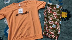Orange 'Attitude' Top with Floral Pants
