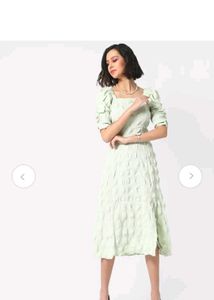 iNSTAFAB Light Green Puff Sleeve Mini Dress
