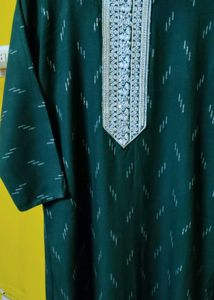 Stylish Green Kurta with White Embroidery