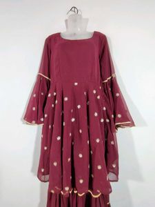 Maroon Sharara Set (Women's)