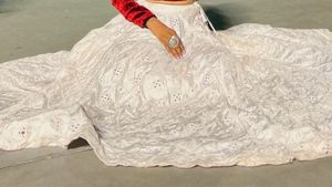 Elegant White Chikankari chaniya