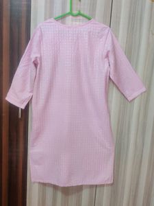 Pink Colour Kurta with Shining Flowers