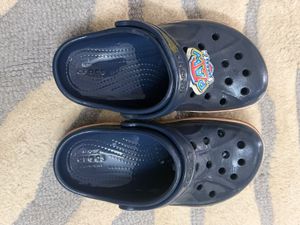 Navy Crocs Clogs with Stripe Detail