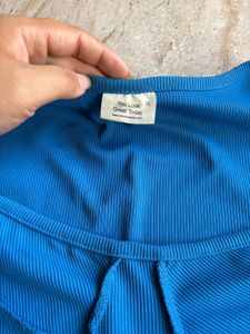 Blue Corset Long Sleeve Top