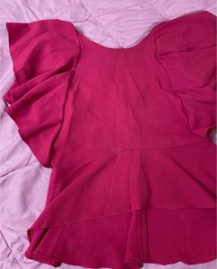 Pink Peplum High Low Top