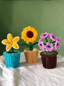 Handmade Crochet Flower Pots