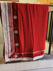 Red Embellished Saree