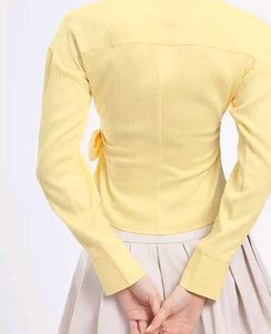 Chic Yellow Wrap Top