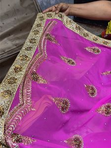 Vibrant Pink Embroidered Saree😍✨
