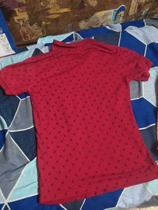 Superdry Red Polo T-Shirt with Pattern
