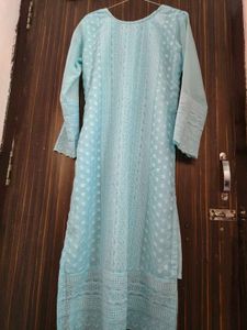 Elegant Sky Blue Chikankari Kurta