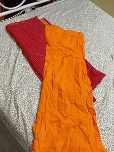 Red Checked Saree with peticoat