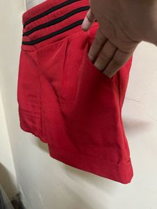 Red High Striped Waist Shorts