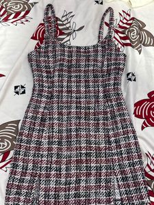 Tweed Plaid Pinaforebodycon  Dress
