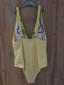 Yellow Ribbed One-Piece Swimsuit