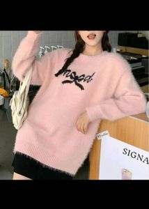 Pink Lace-Up Back Sweater