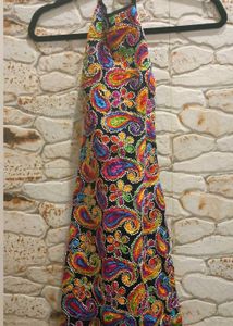 Colorful Embroidered Halter Dress