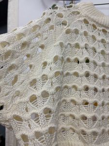 Cream Crochet Knit Sweater