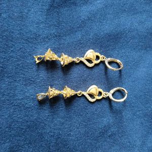 Gold Heart Dangle Earrings