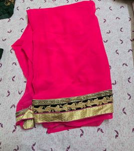 Vibrant Pink Embroidered Saree