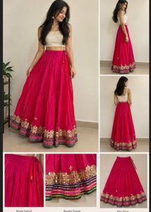 Vibrant Pink Navratri Lehenga Skirt