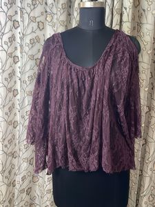 Burgundy Lace Cold Shoulder Top