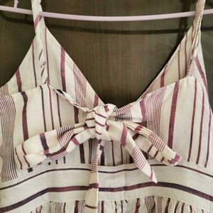 Striped Button-Front Midi Dress