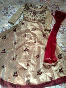 Gown Golden And Maroon