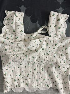 Padded Cute Floral Print Crop Top