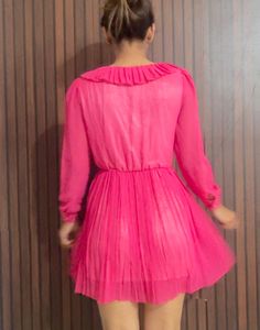 Pink Pleated Mini Dress