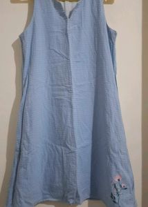 Light Blue Textured Sleeveless Dress